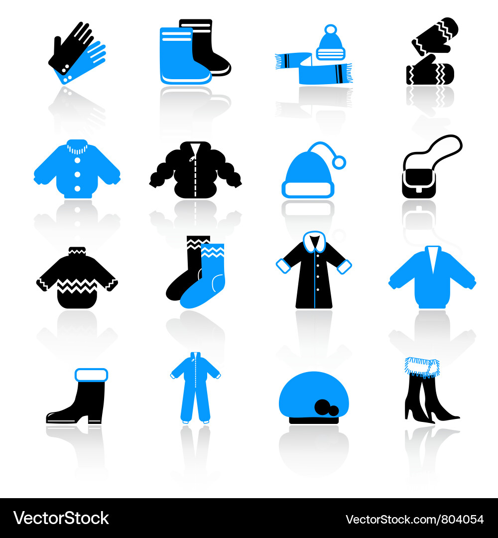 Winter Apparel Icons Vector Image