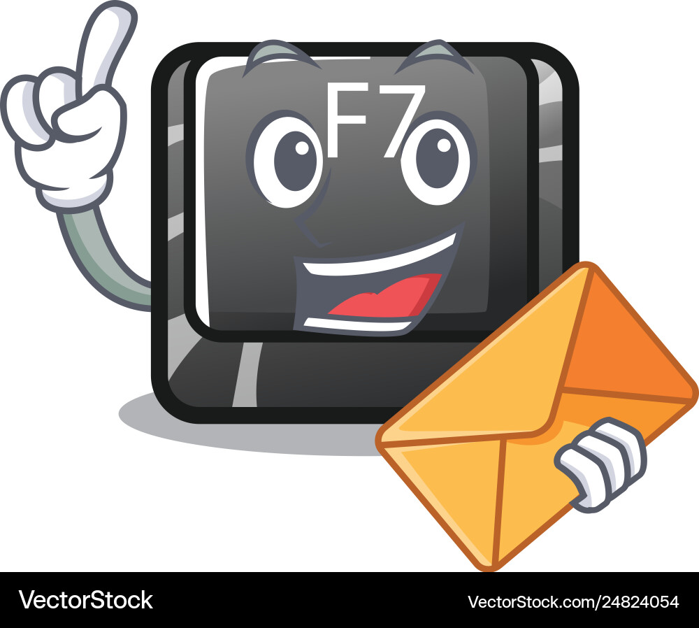 With envelope button f7 in shape mascot vector image