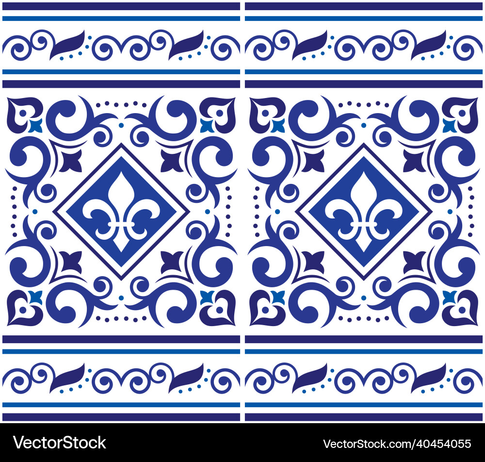 Azulejo tiles seamless pattern with frame Azulejo tiles seamless pattern with frame vector image