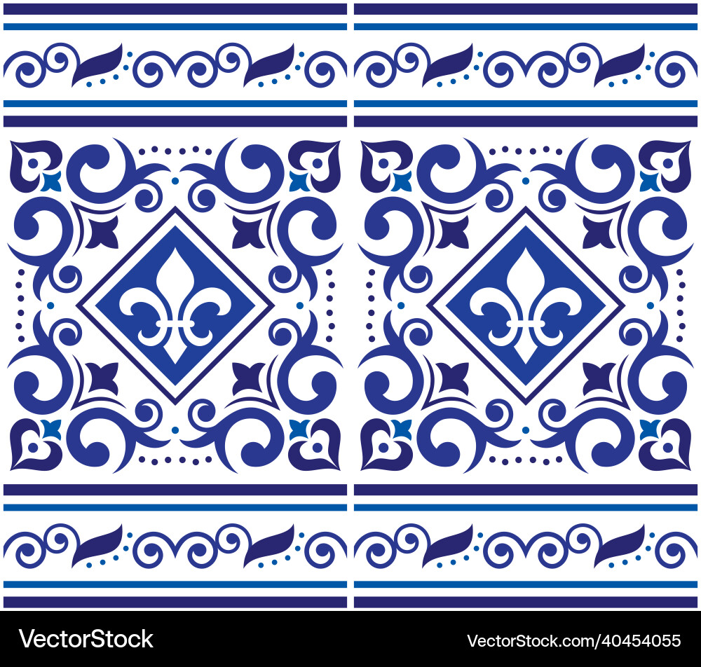 Azulejo tiles seamless pattern with frame vector image