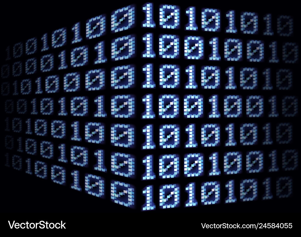 Blue digital binary code background vector image