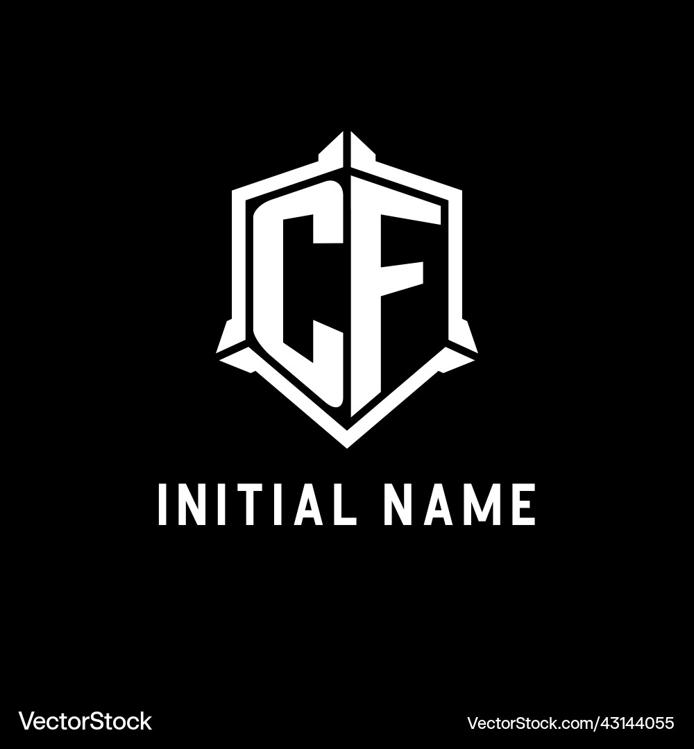 Cf logo initial with shield shape design style Vector Image