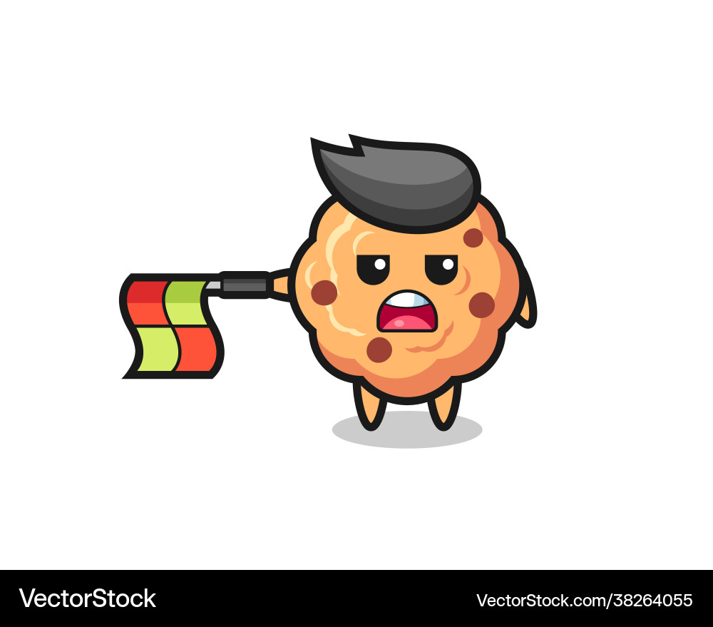 Chocolate chip cookie character as line judge Chocolate chip cookie character as line judge vector image