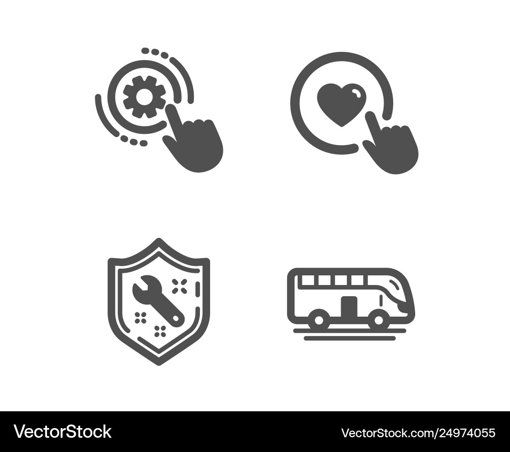 Cogwheel settings spanner and like button icons Cogwheel settings spanner and like button icons vector image