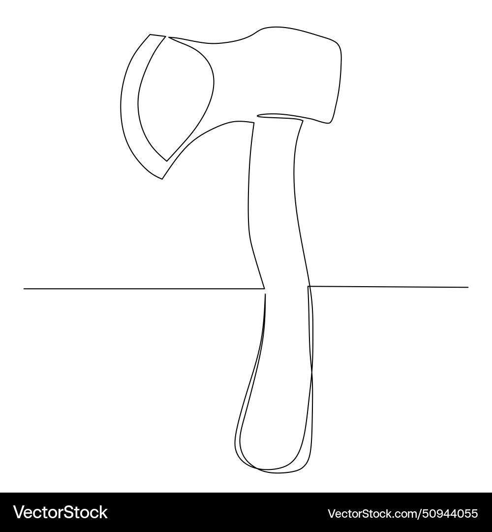 Continuous line drawing of an axe simple flat Continuous line drawing of an axe simple flat vector image