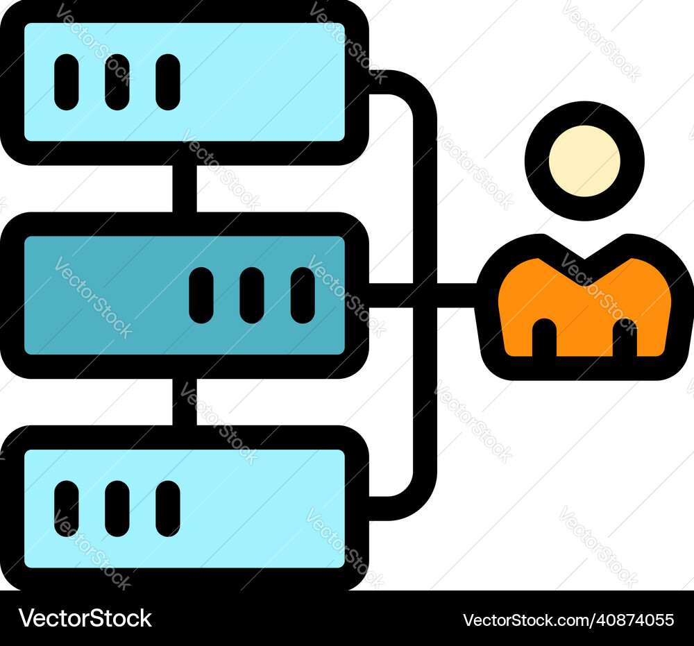 Customer database scheme icon color outline Customer database scheme icon color outline vector image
