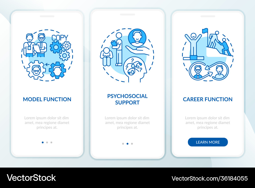 Functions mentor onboarding mobile app page Vector Image
