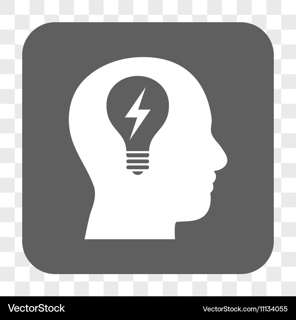 Head bulb rounded square button vector image