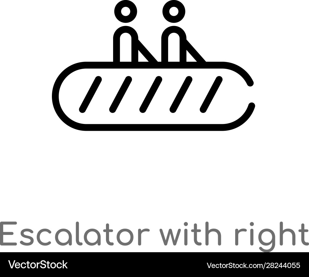 Outline escalator with right arrow icon isolated Vector Image
