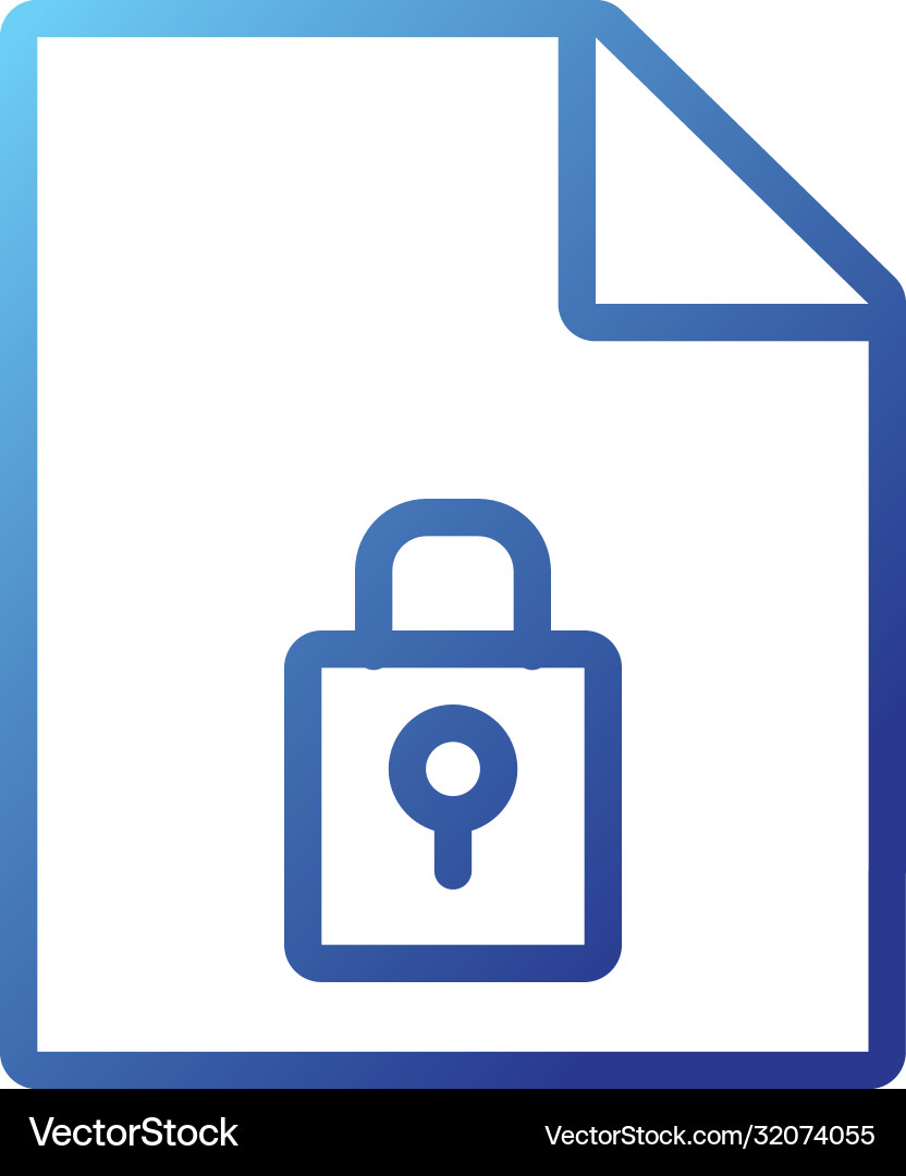 Paper document with padlock gradient style icon Vector Image