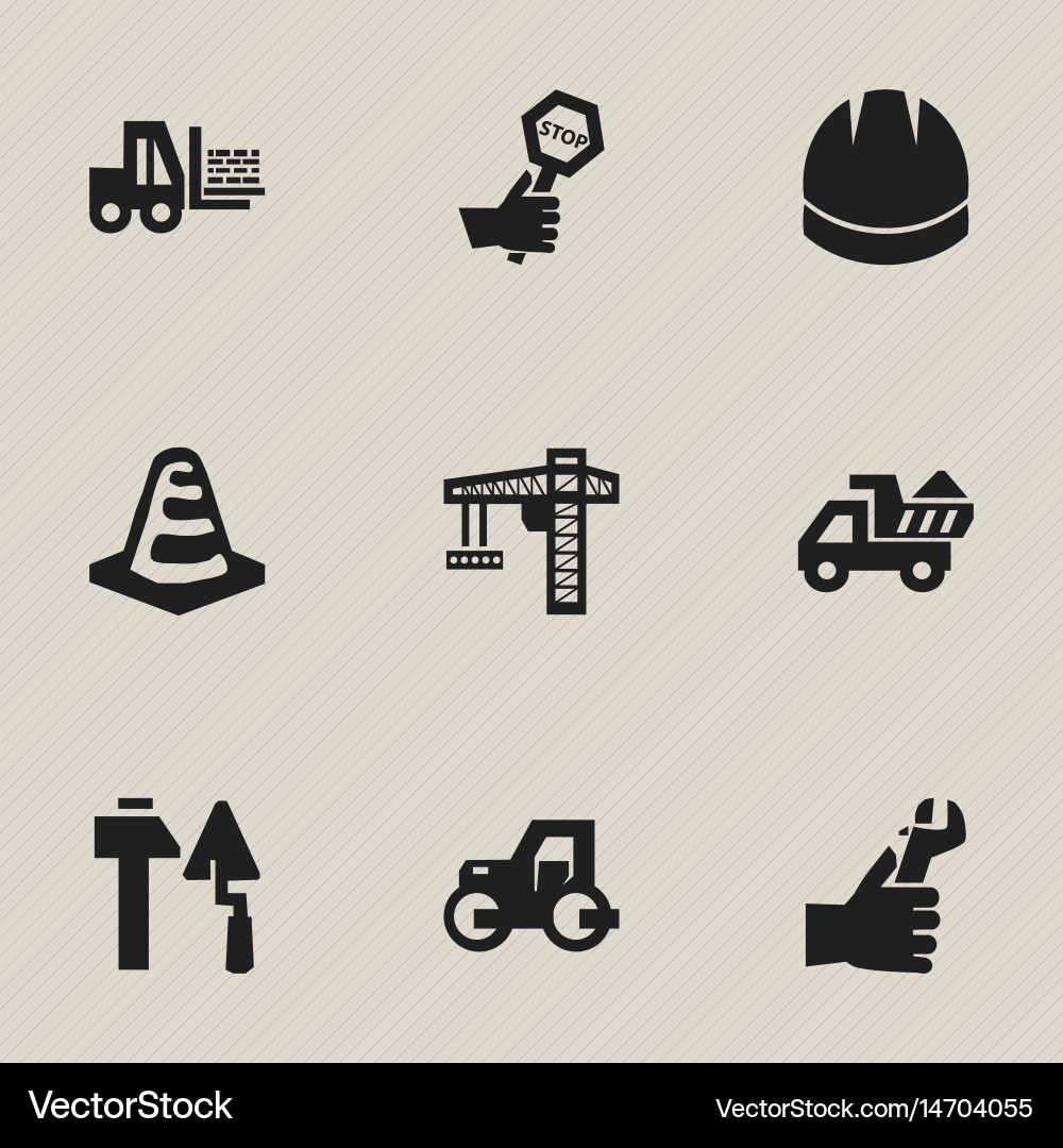 Set of 9 editable building icons includes symbols vector image