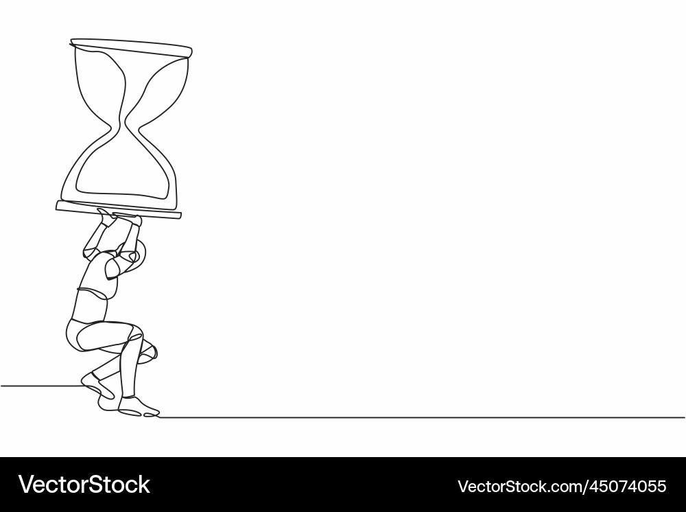 Single continuous line drawing of tired robot Single continuous line drawing of tired robot vector image