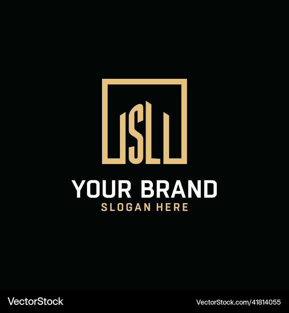 Sl initial monogram logo design with square shape Vector Image