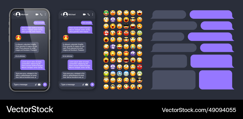Smartphone messaging app user interface Smartphone messaging app user interface vector image