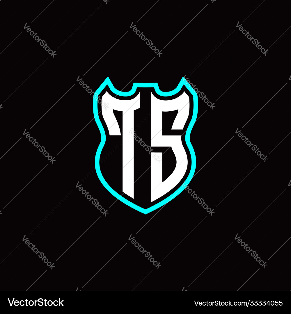 T s initial logo design with shield shape T s initial logo design with shield shape vector image