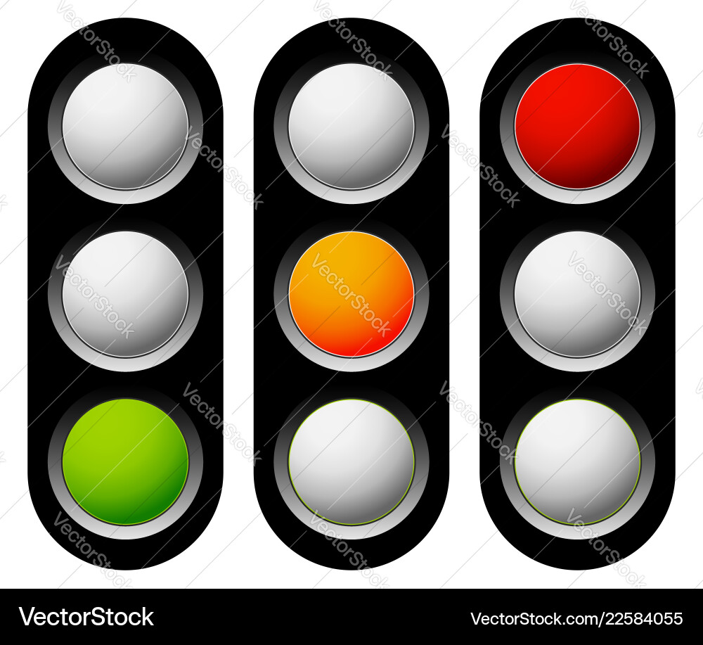Traffic lamp light semaphore icon set Traffic lamp light semaphore icon set vector image
