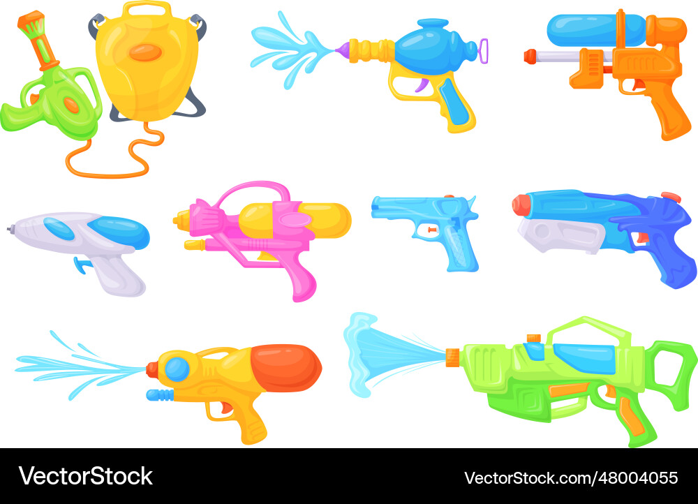Water Guns - Kids Summer Fun Vector Image