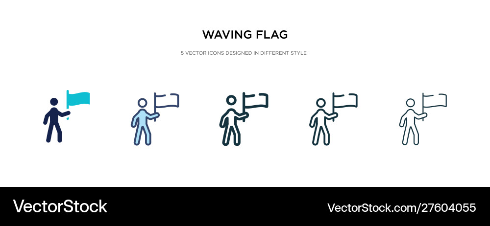Waving flag icon in different style two colored vector image