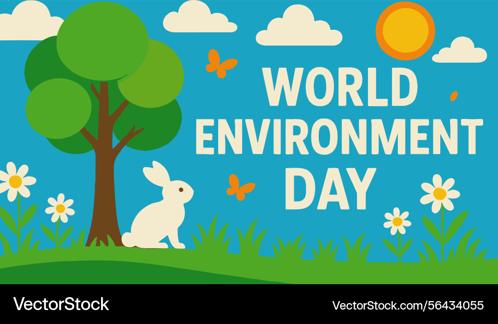 World environment day with rabbit and treeeps World environment day with rabbit and treeeps Vector Image