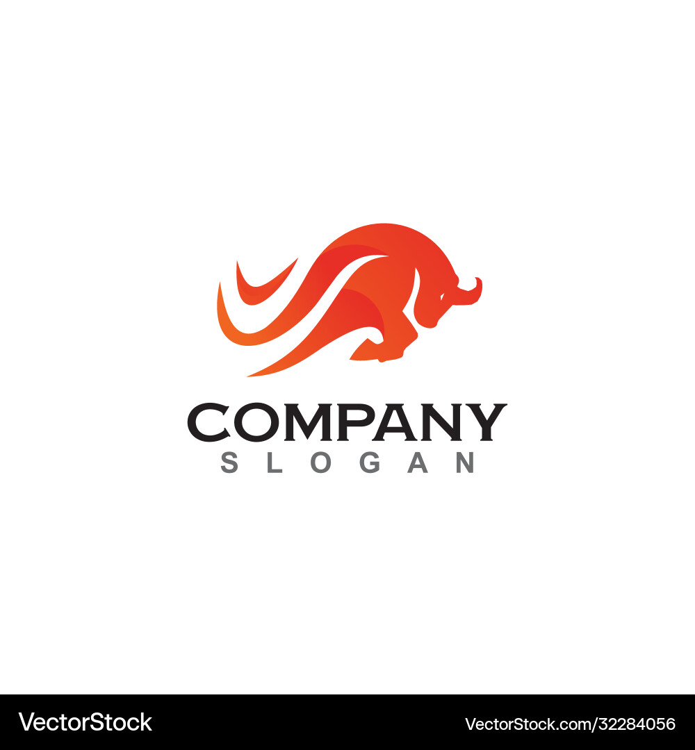 Bull Attack Logo - Red & Orange Vector Image