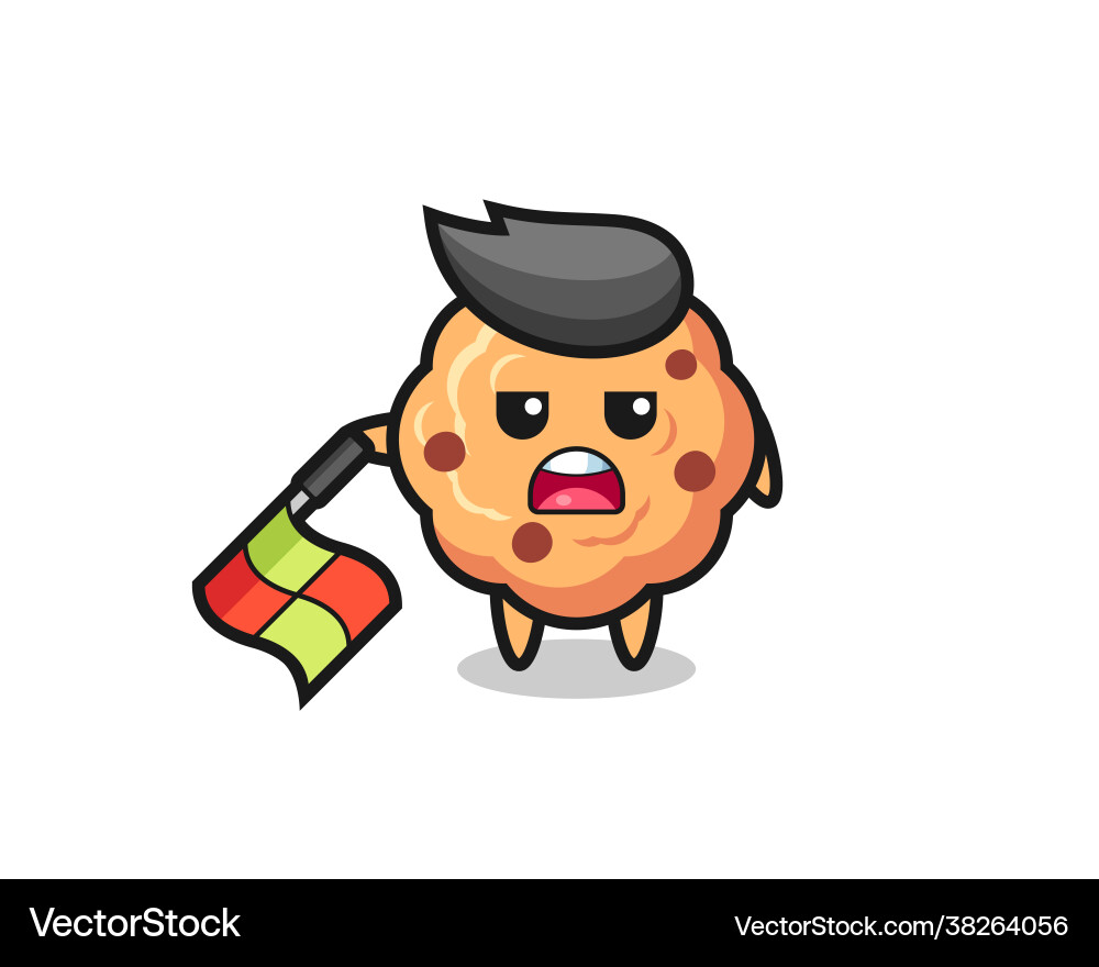 Chocolate chip cookie character as line judge Chocolate chip cookie character as line judge vector image