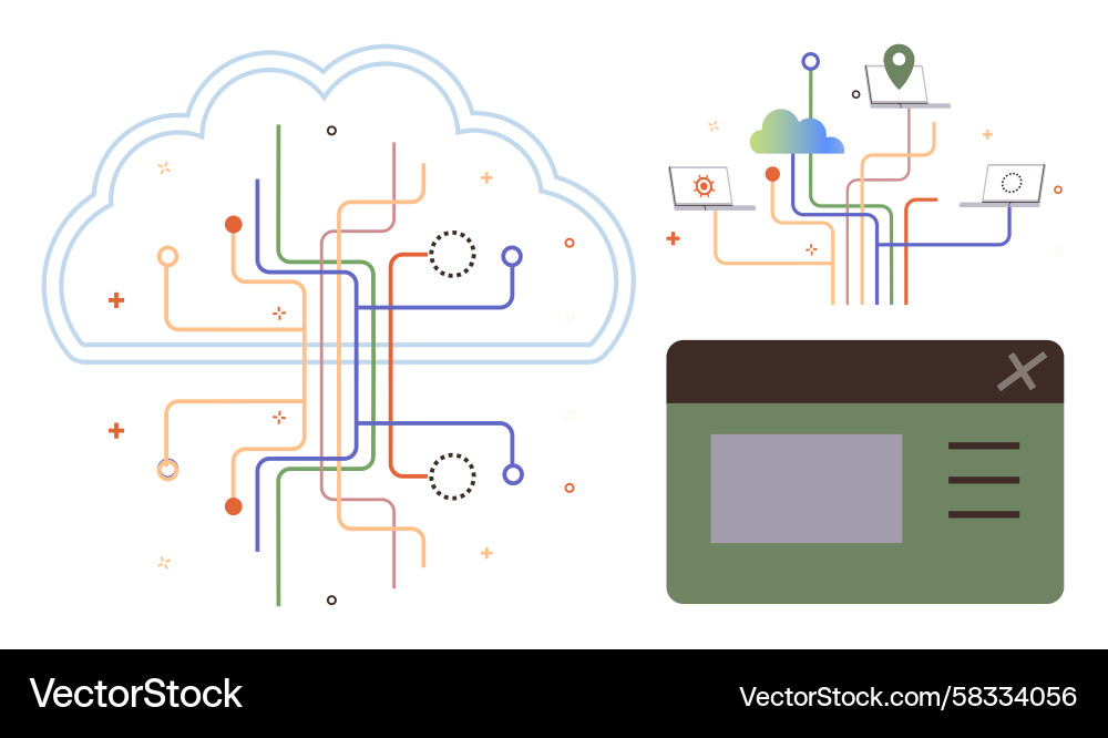 Cloud Computing Network Diagram Vector Image