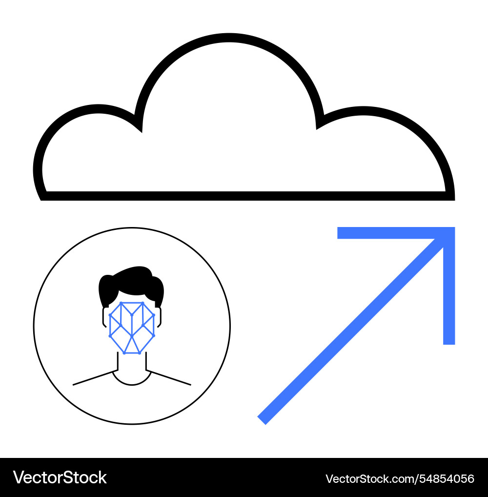 Cloud storage with facial recognition and data Cloud storage with facial recognition and data vector image