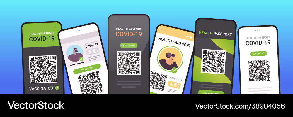 Digital immunity passports with qr code Digital immunity passports with qr code vector image