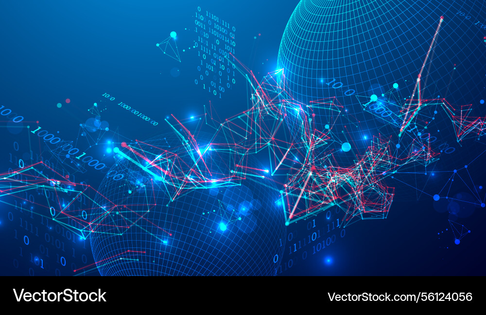Digital network data flow in cyberspace theme Digital network data flow in cyberspace theme vector image