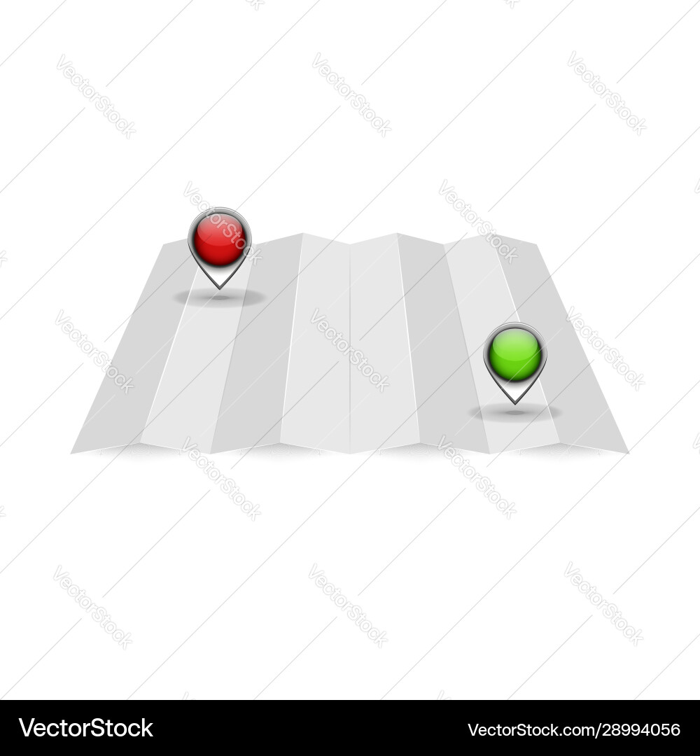 Empty mockup for a terrain map with two red Empty mockup for a terrain map with two red vector image