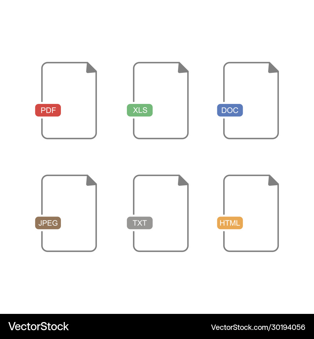 File documents in pdf xls jpeg txt doc html vector image
