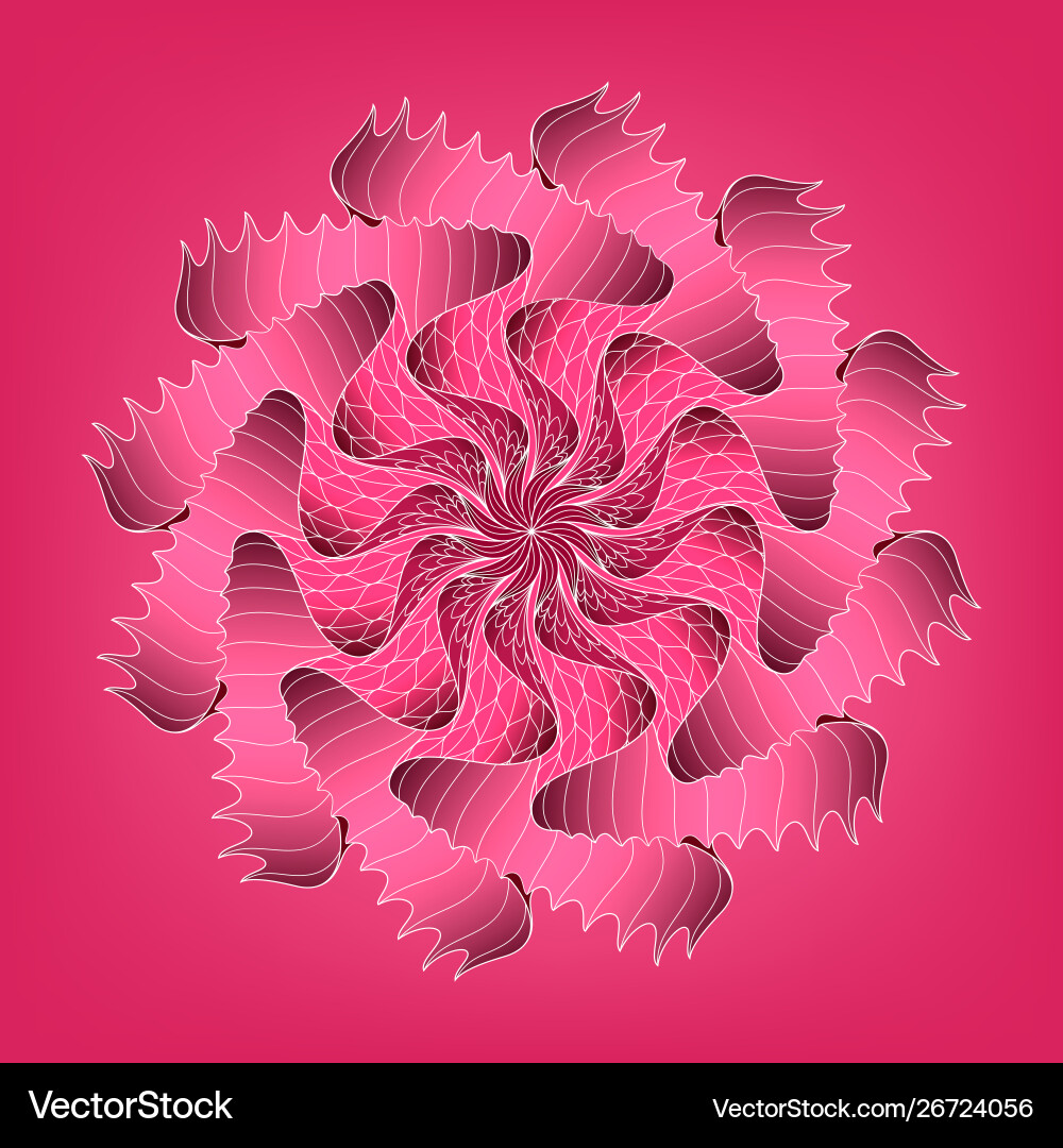 Fractal line spiral with red background Vector Image