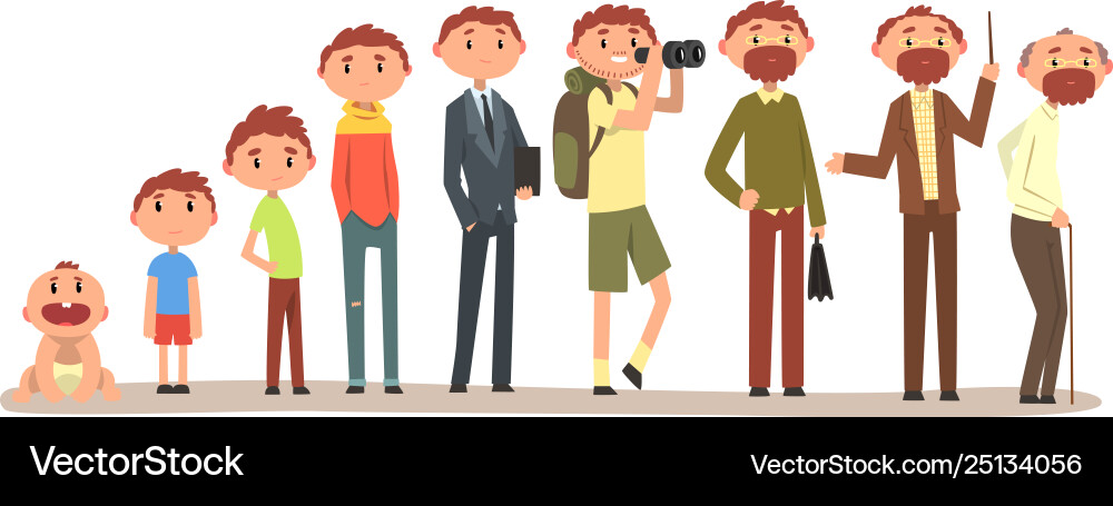 Growing up a man from infant to grandfather Growing up a man from infant to grandfather vector image