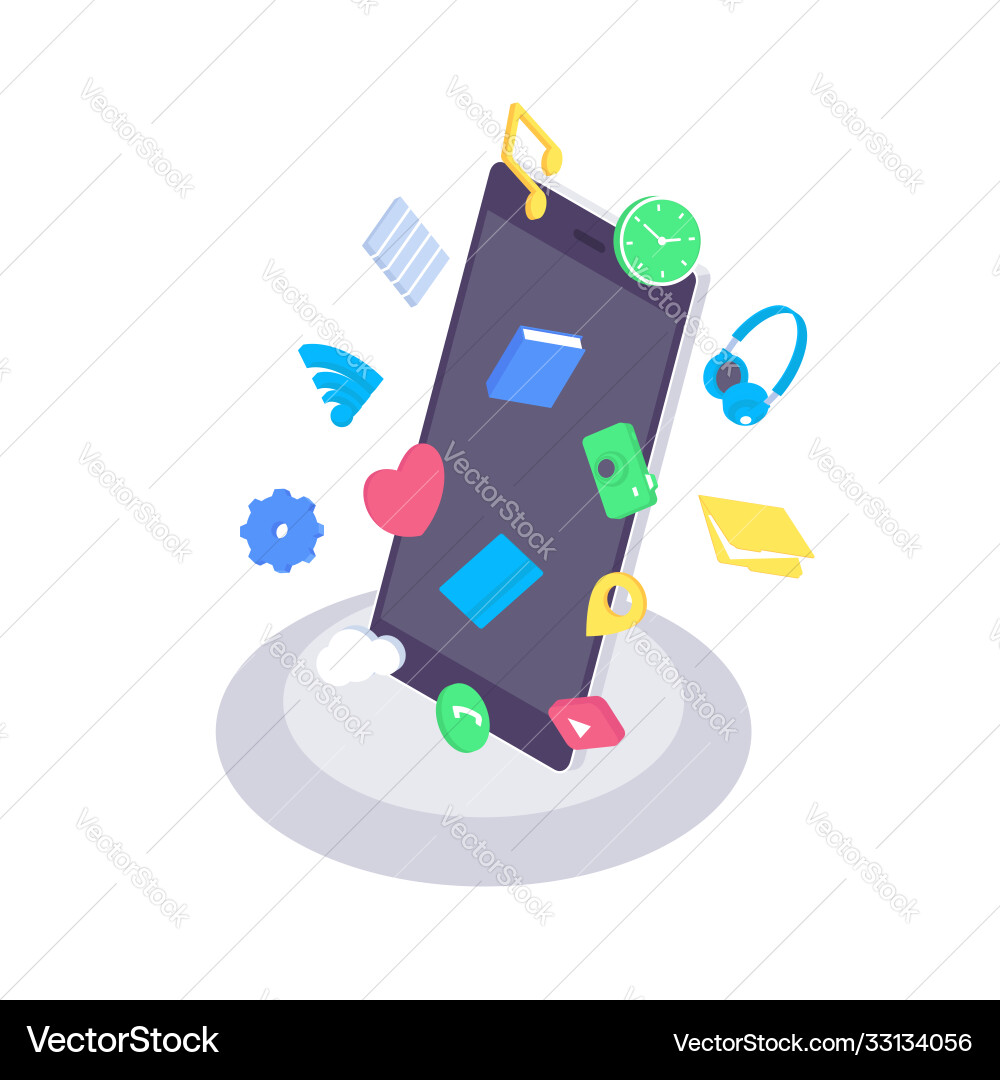 Isometric mobile app flat application interface Isometric mobile app flat application interface vector image