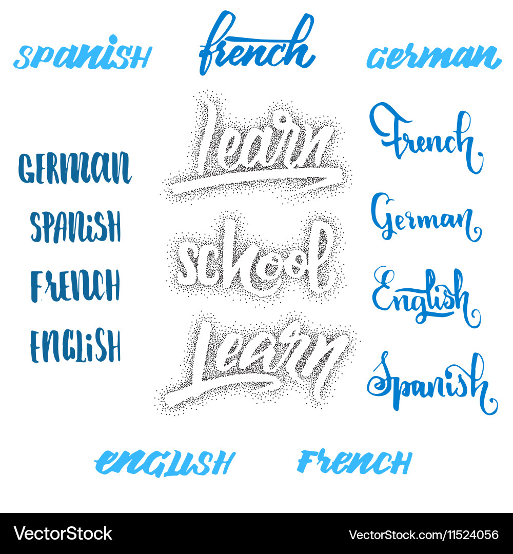 Learn english calligraphic dotworking font unique vector image