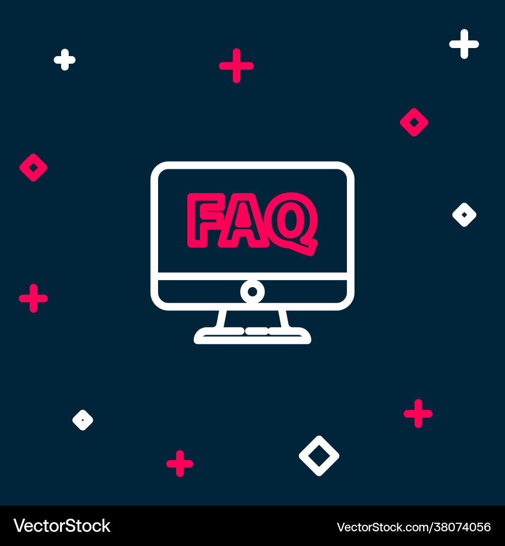 Line computer monitor and faq icon isolated Line computer monitor and faq icon isolated vector image
