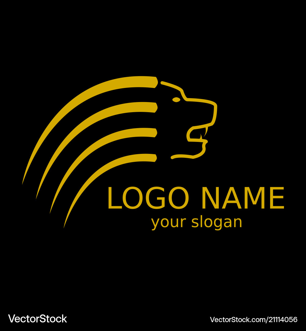 Logo of a yellow lion on black background Logo of a yellow lion on black background vector image