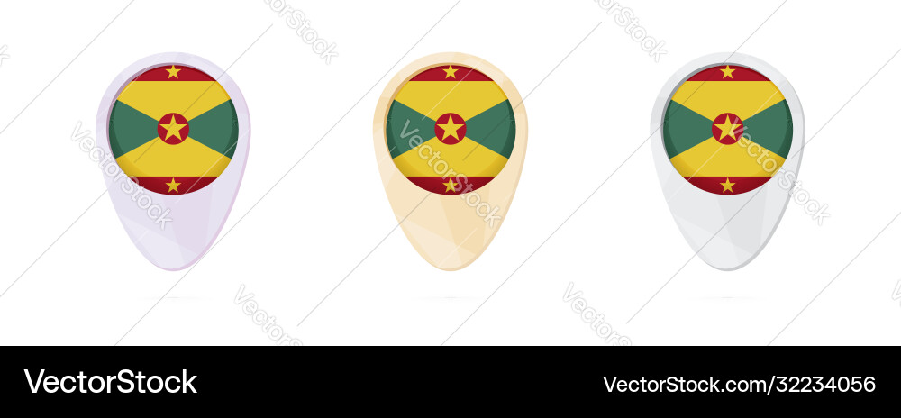 Map markers with flag grenada 3 color versions Map markers with flag grenada 3 color versions Vector Image
