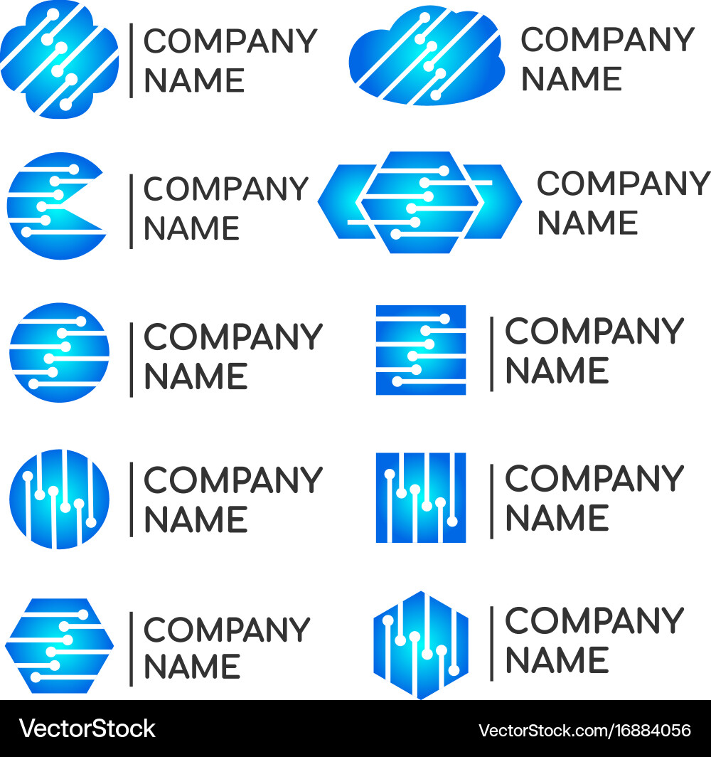 Modern programmers developers technical logos set Vector Image