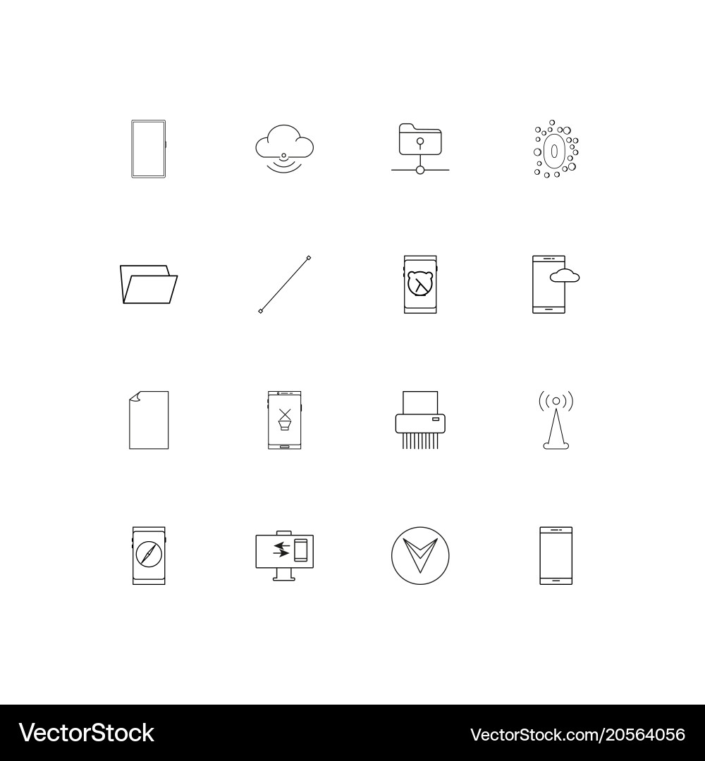 Network and database simple linear icons set vector image