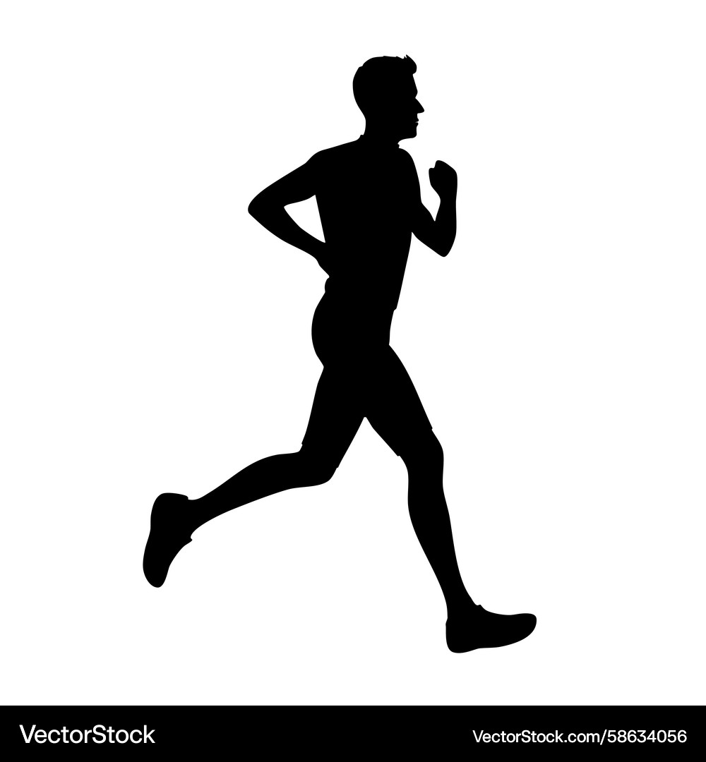 Silhouette of a man running in profile view Vector Image