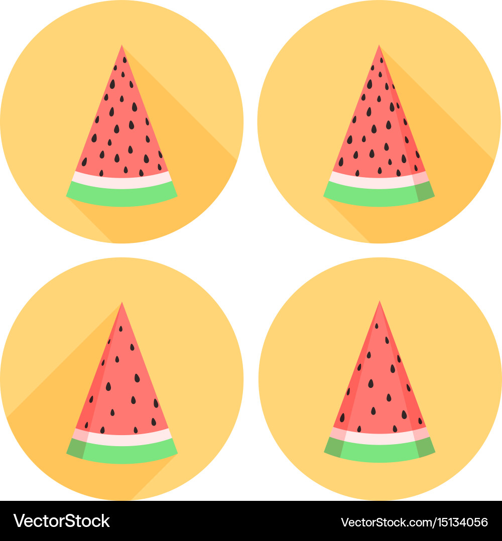 Watermelon slices set in flat style with circles Vector Image