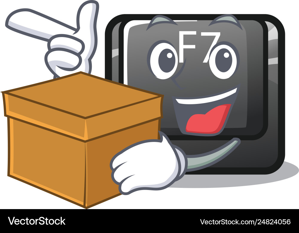 With box button f7 in shape mascot With box button f7 in shape mascot Vector Image