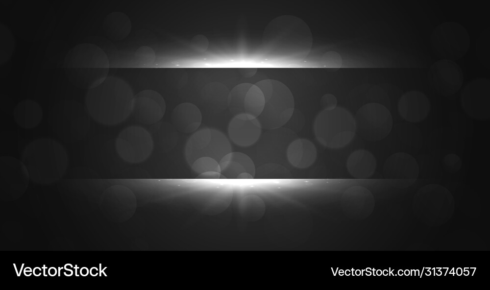 Black bokeh background with light dividers design vector image