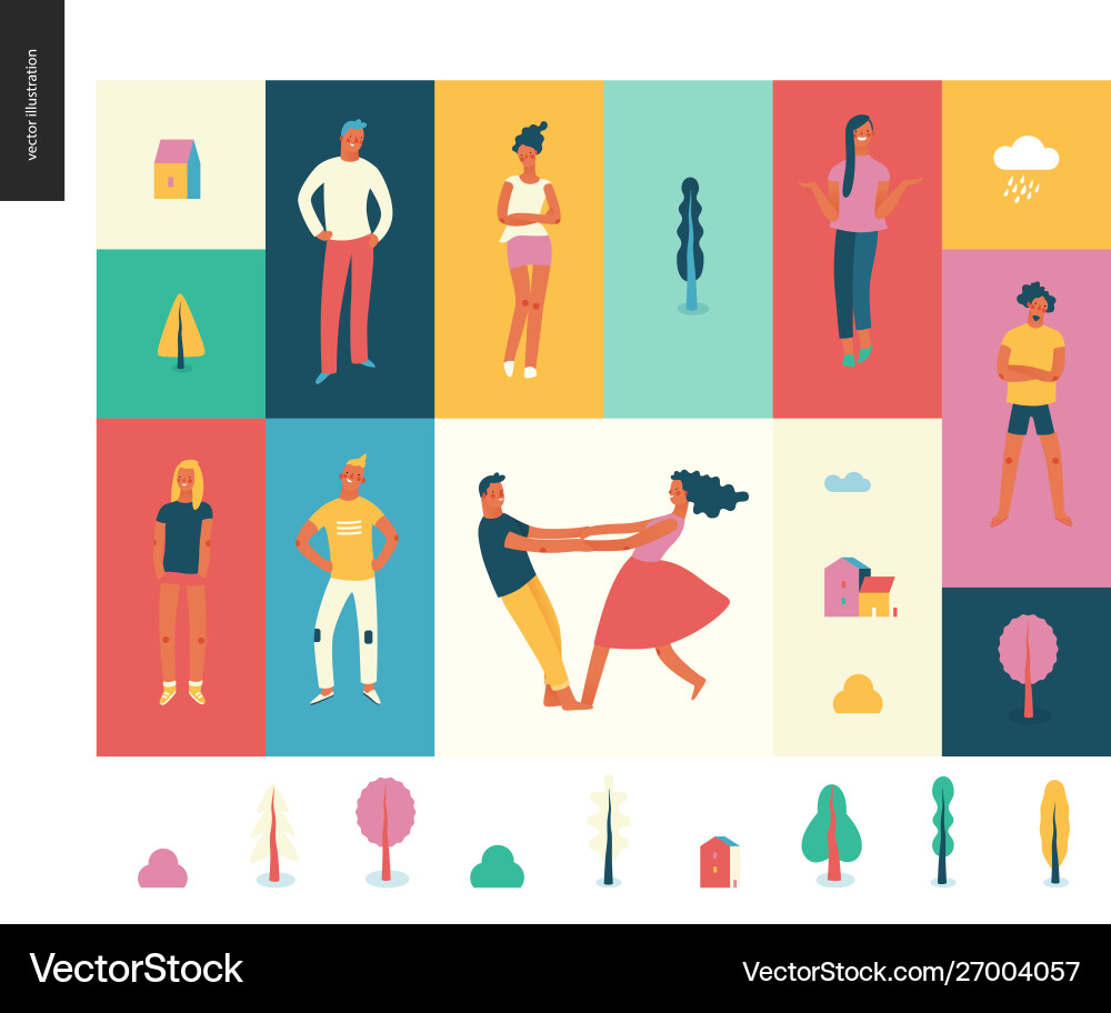 Bright people portraits set - junge Männer und Frauen Bright people portraits set - junge Männer und Frauen vektorbild