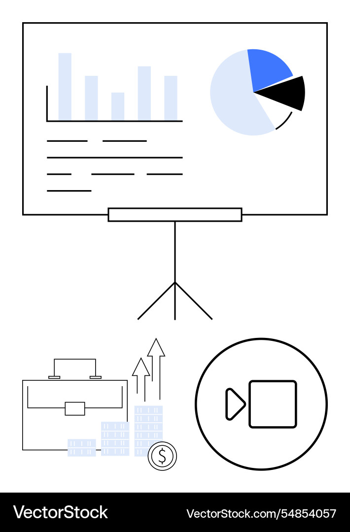 Business presentation with graphs pie chart Vector Image