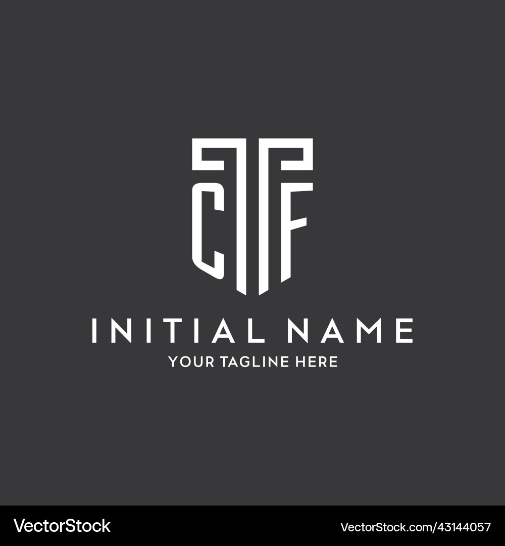 Cf monogram initial name with shield shape icon Cf monogram initial name with shield shape icon Vector Image