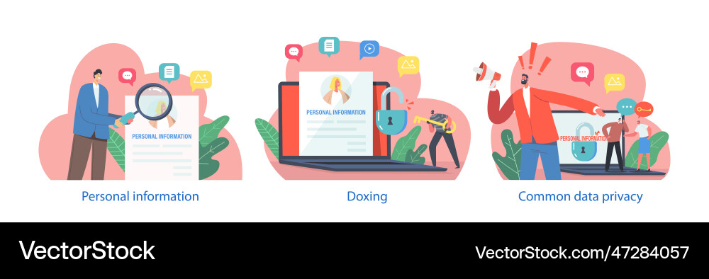 Data privacy isolated elements with characters Data privacy isolated elements with characters vector image