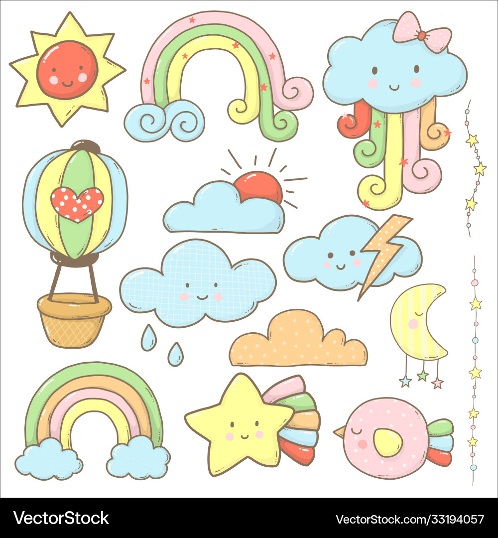 Himmel und Wolke Sammlung Cartoon niedlich für Kinder Himmel und Wolke Sammlung Cartoon niedlich für Kinder vektorbild