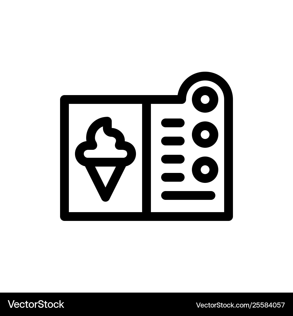 Ice Cream Menu Line Icon - Simple Style Vector Image